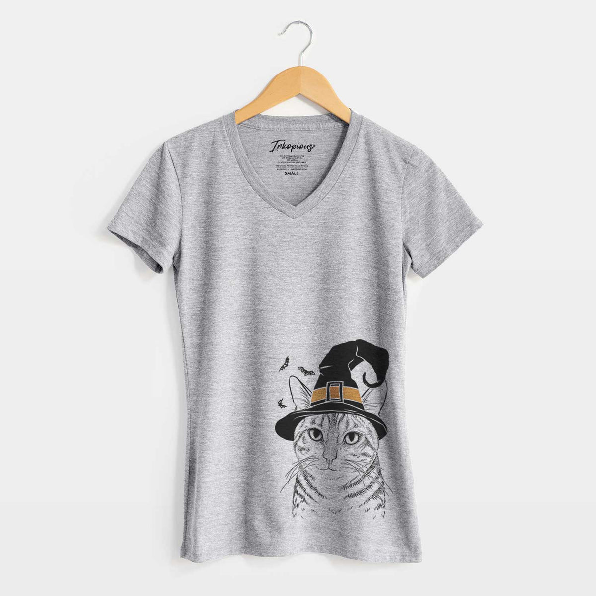 Witch Nell the Tabby Cat - Women's V-neck Shirt