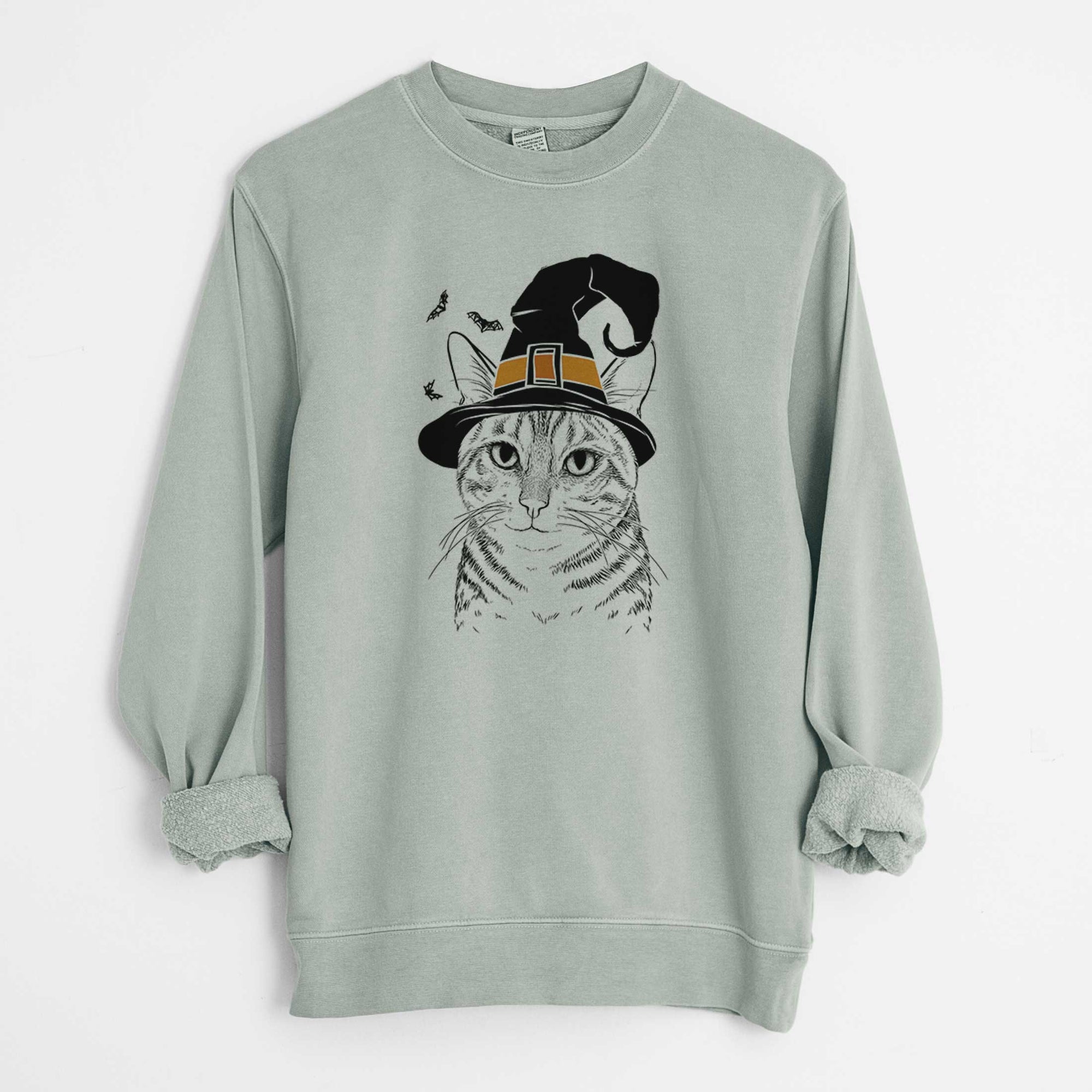 Witch Nell the Tabby Cat - Unisex Pigment Dyed Crew Sweatshirt