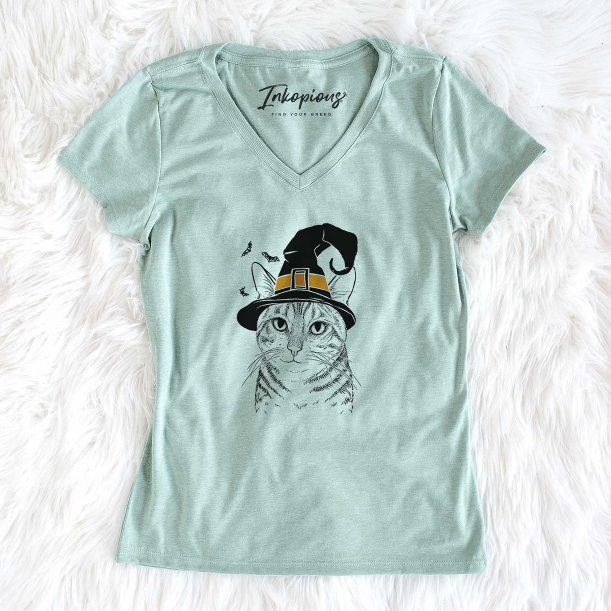 Witch Nell the Tabby Cat - Women's V-neck Shirt