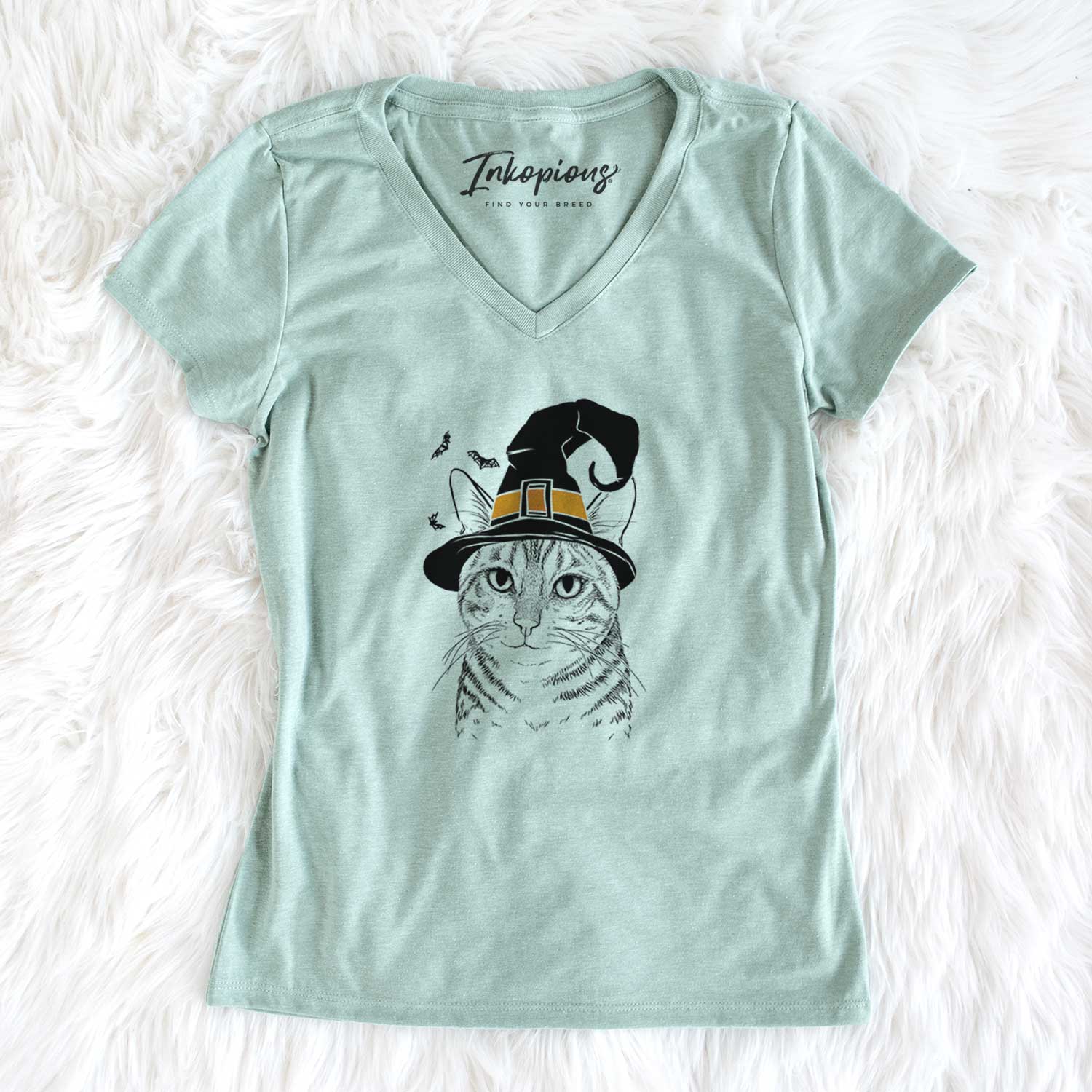 Witch Nell the Tabby Cat - Women's V-neck Shirt