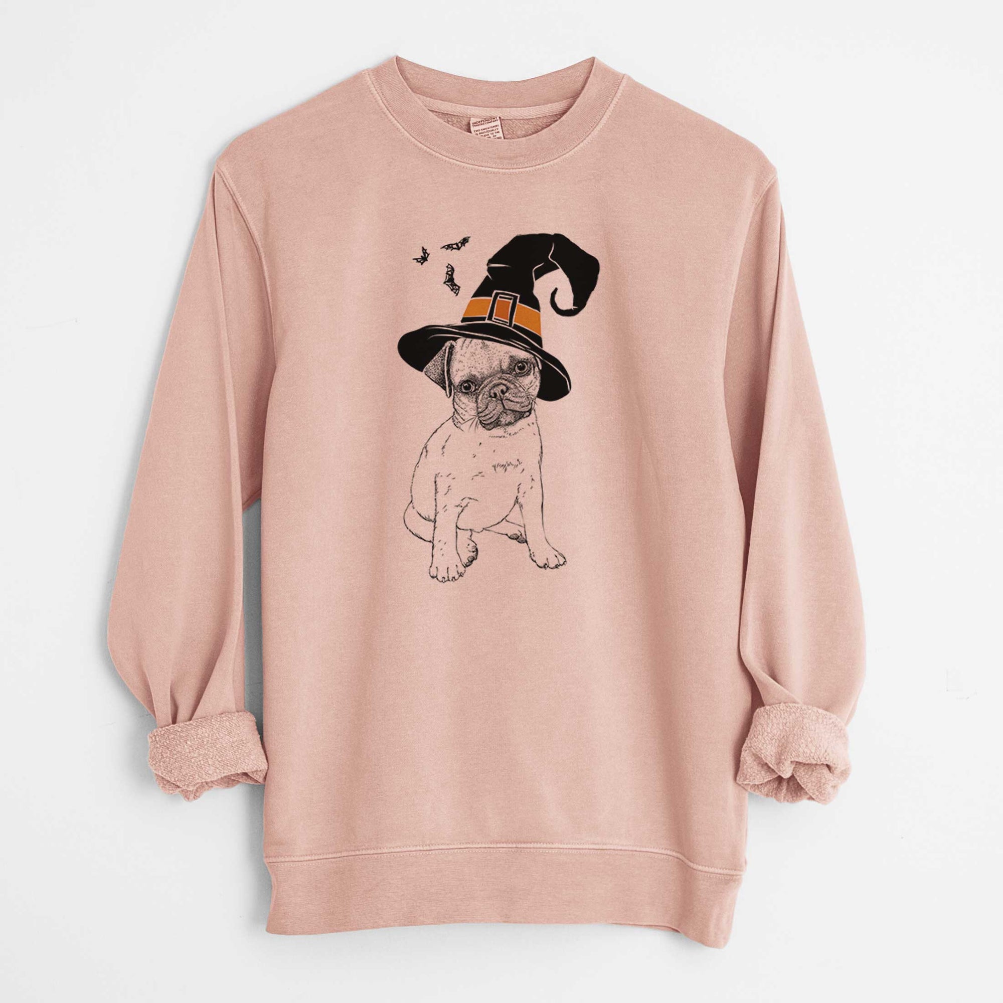 Witch Nelson the Pug Puppy - Unisex Pigment Dyed Crew Sweatshirt