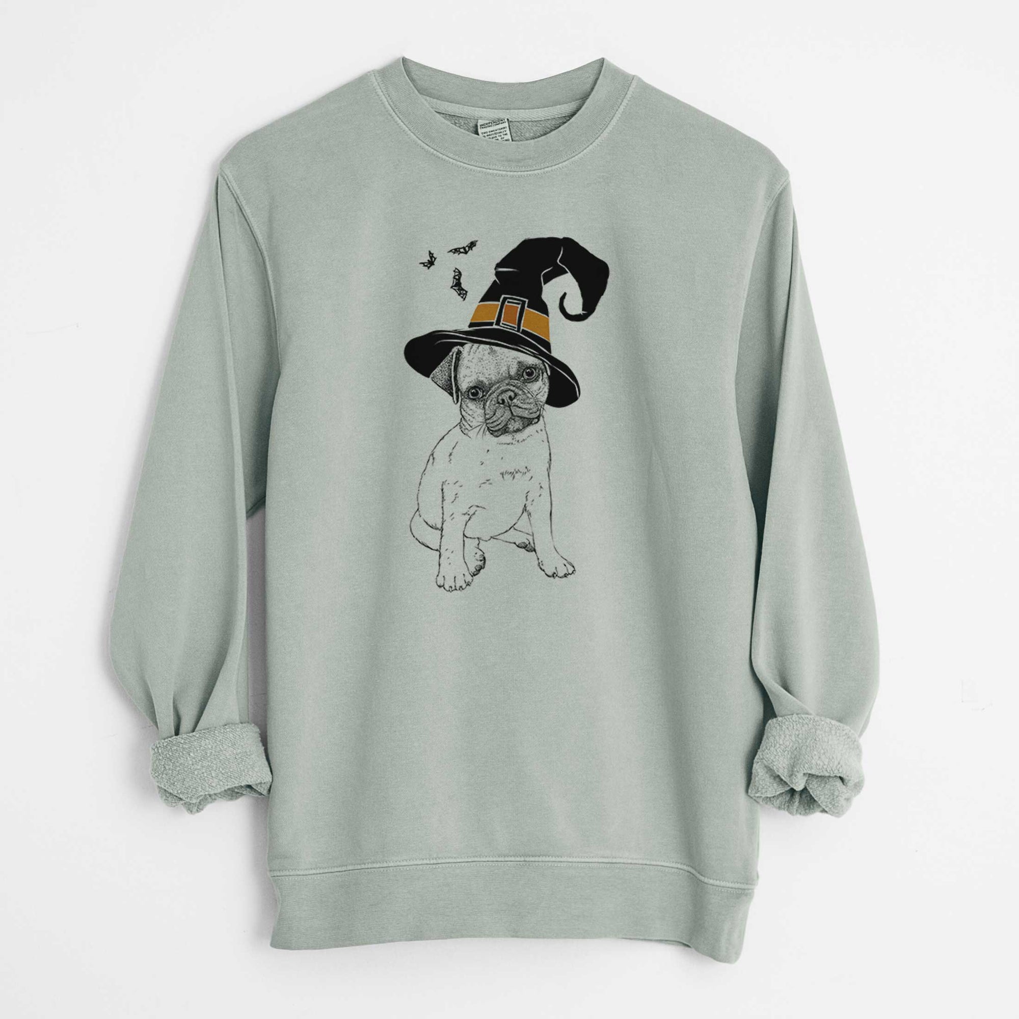 Witch Nelson the Pug Puppy - Unisex Pigment Dyed Crew Sweatshirt