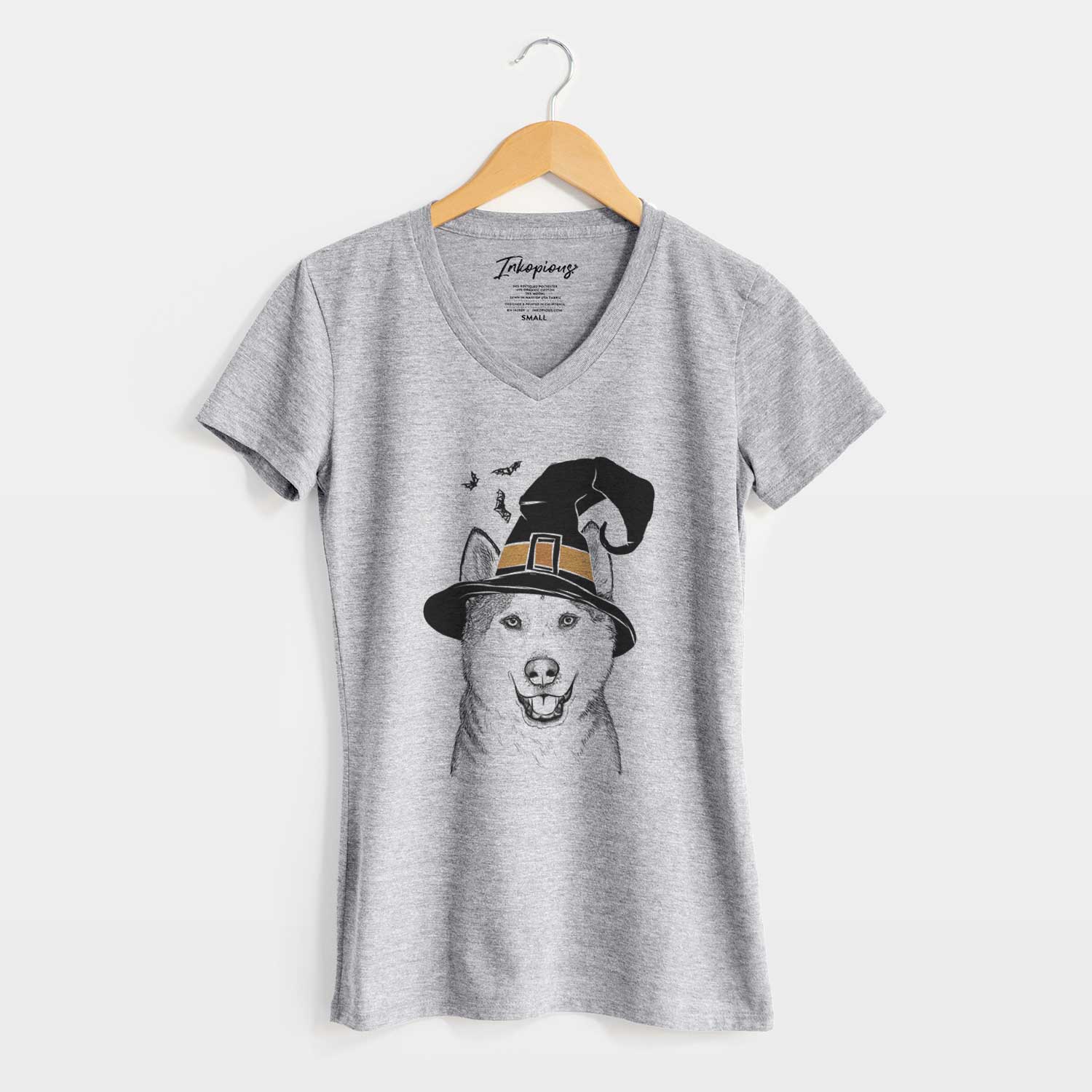 Witch Nika the Siberian Husky - Women's V-neck Shirt