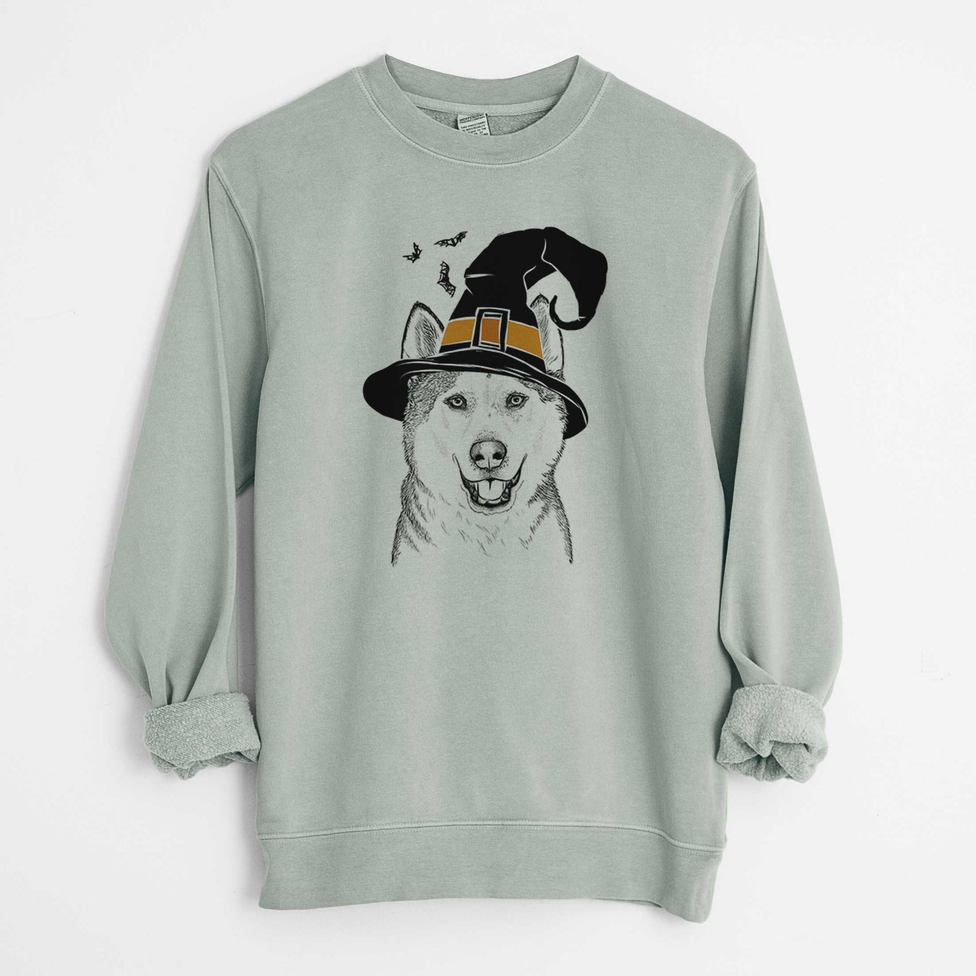 Witch Nika the Siberian Husky - Unisex Pigment Dyed Crew Sweatshirt