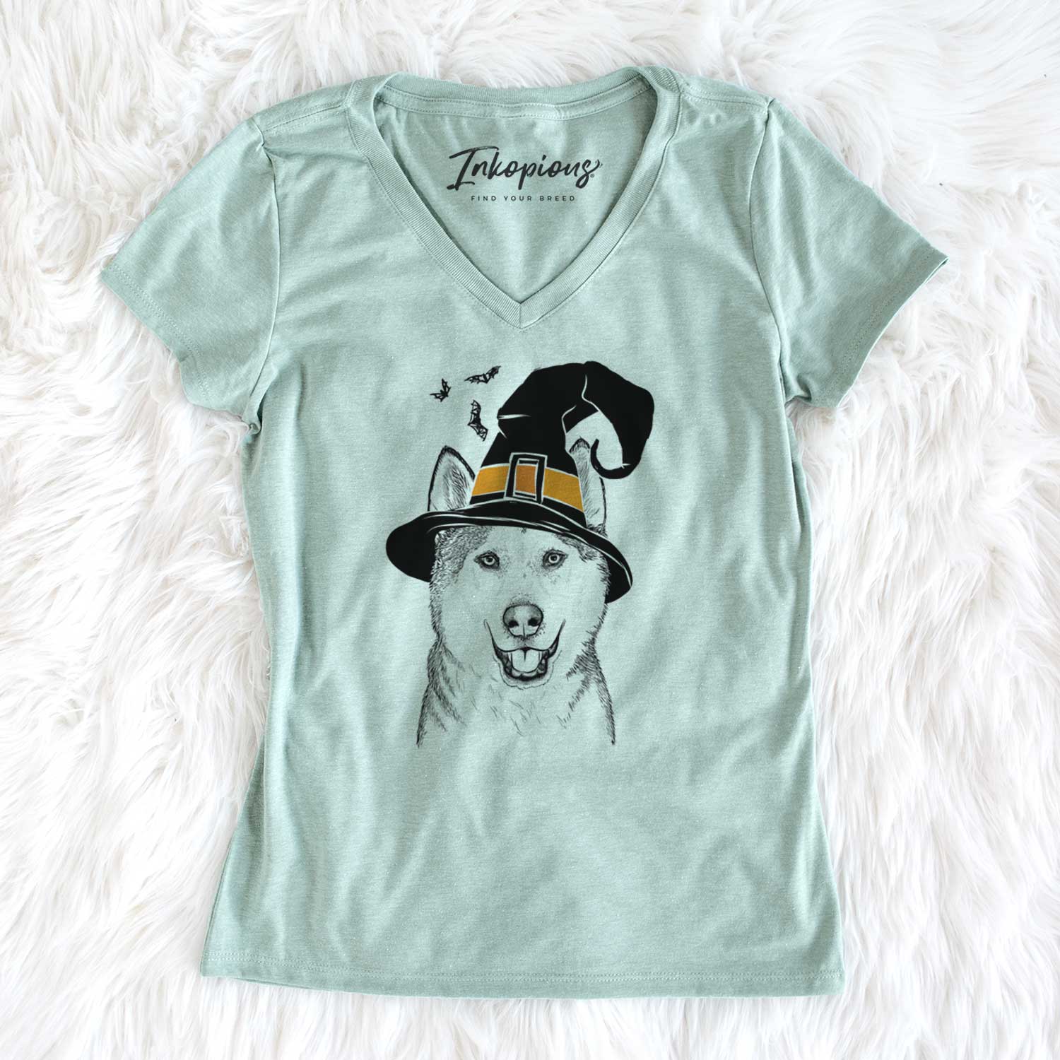 Witch Nika the Siberian Husky - Women's V-neck Shirt