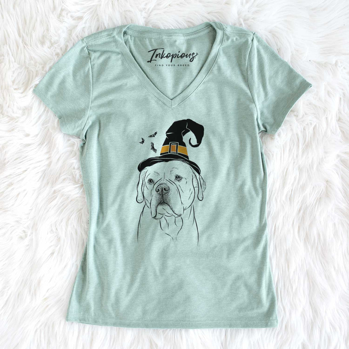 Witch Nora the American Bulldog Mix - Women's V-neck Shirt