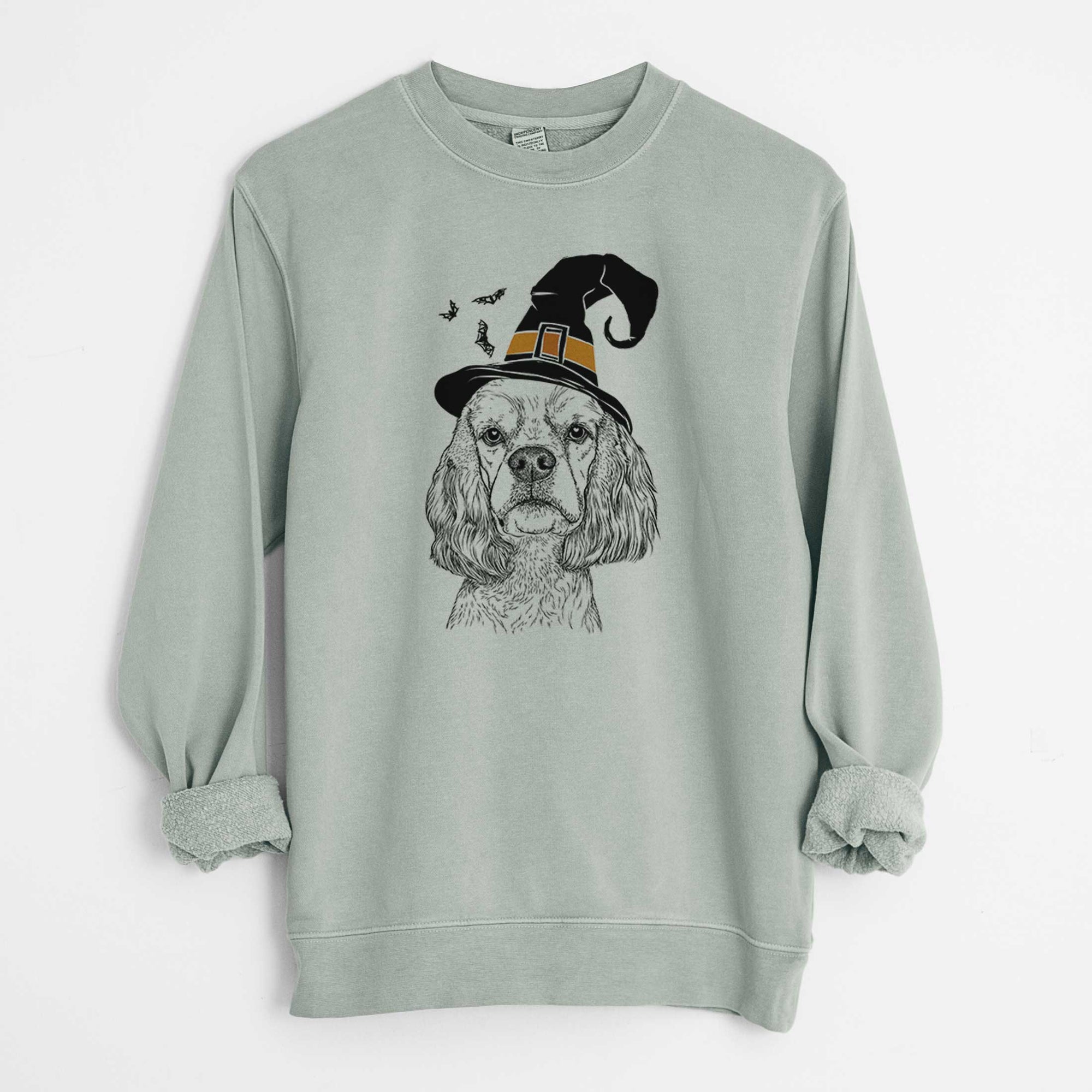 Witch Oakley the American Cocker Spaniel - Unisex Pigment Dyed Crew Sweatshirt