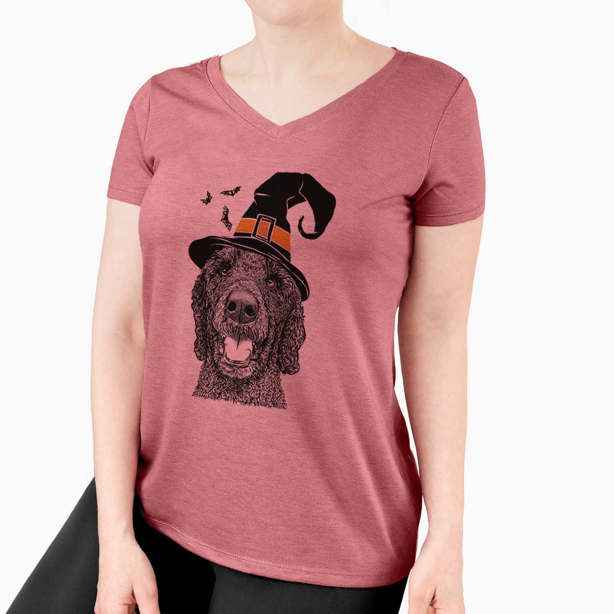 Witch Obi James the Goldendoodle - Women's V-neck Shirt
