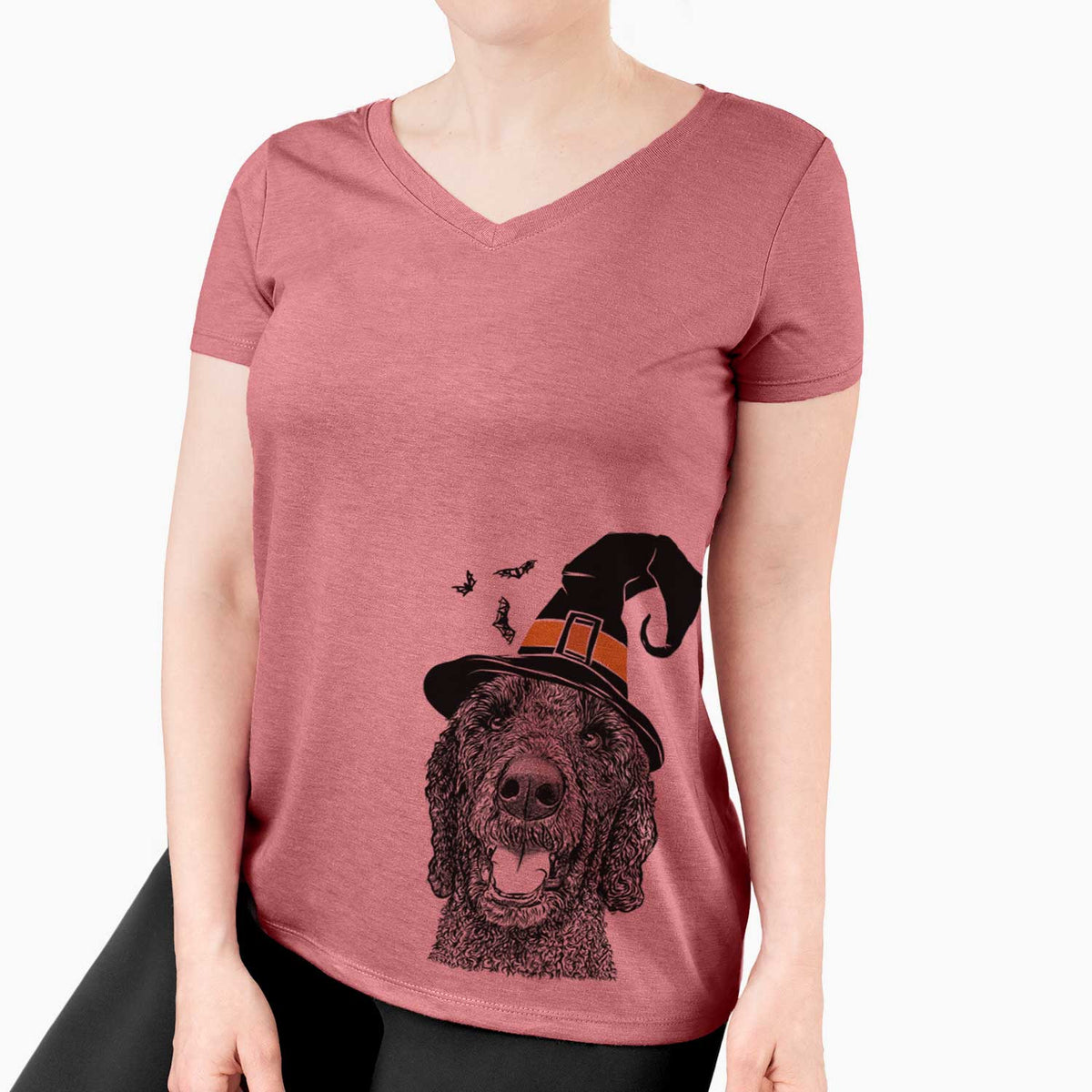 Witch Obi James the Goldendoodle - Women's V-neck Shirt