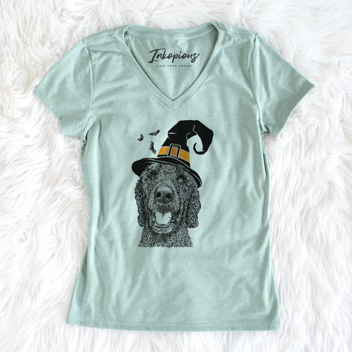 Witch Obi James the Goldendoodle - Women's V-neck Shirt