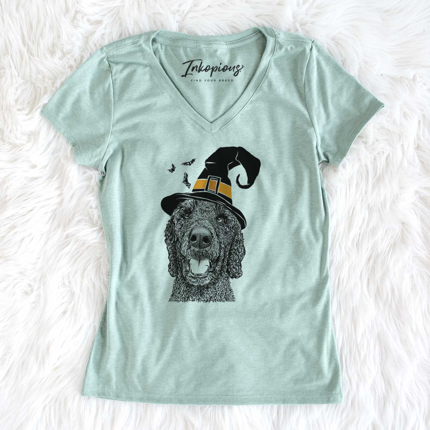 Witch Obi James the Goldendoodle - Women's V-neck Shirt