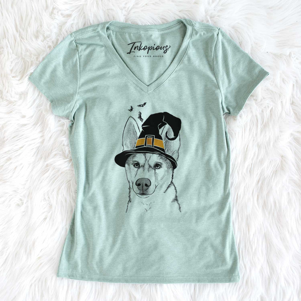 Witch Odin the Siberian Husky - Women's V-neck Shirt