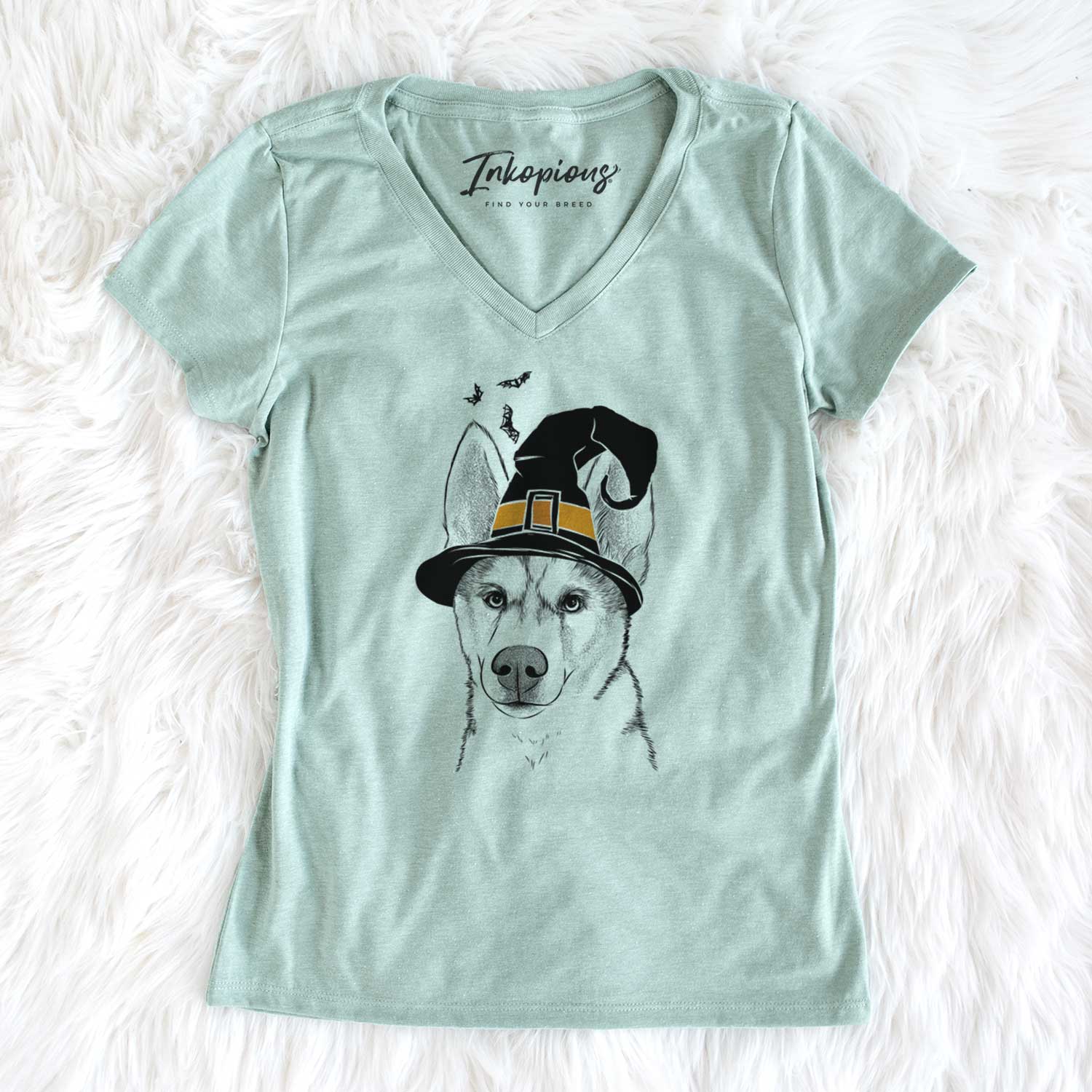 Witch Odin the Siberian Husky - Women's V-neck Shirt