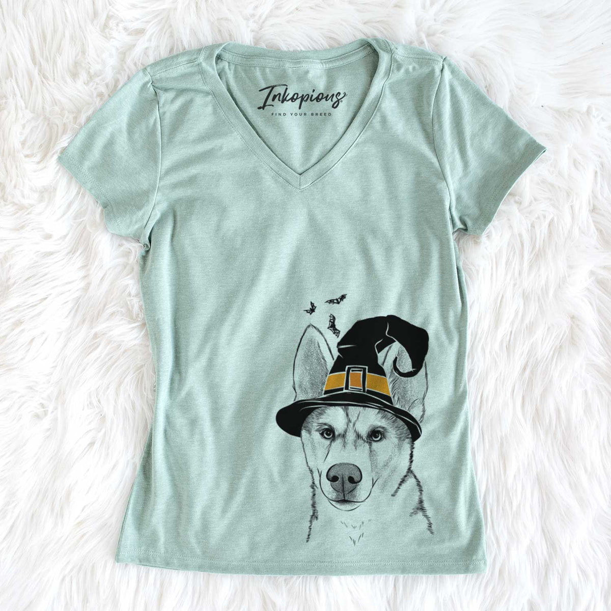 Witch Odin the Siberian Husky - Women&#39;s V-neck Shirt