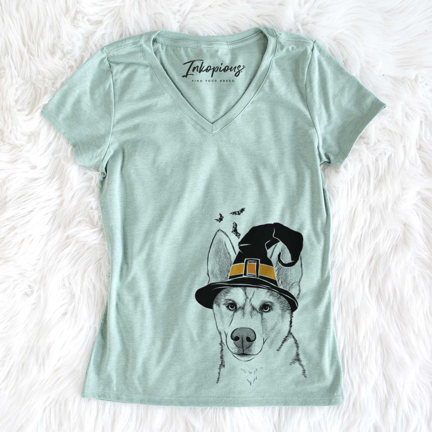 Witch Odin the Siberian Husky - Women's V-neck Shirt