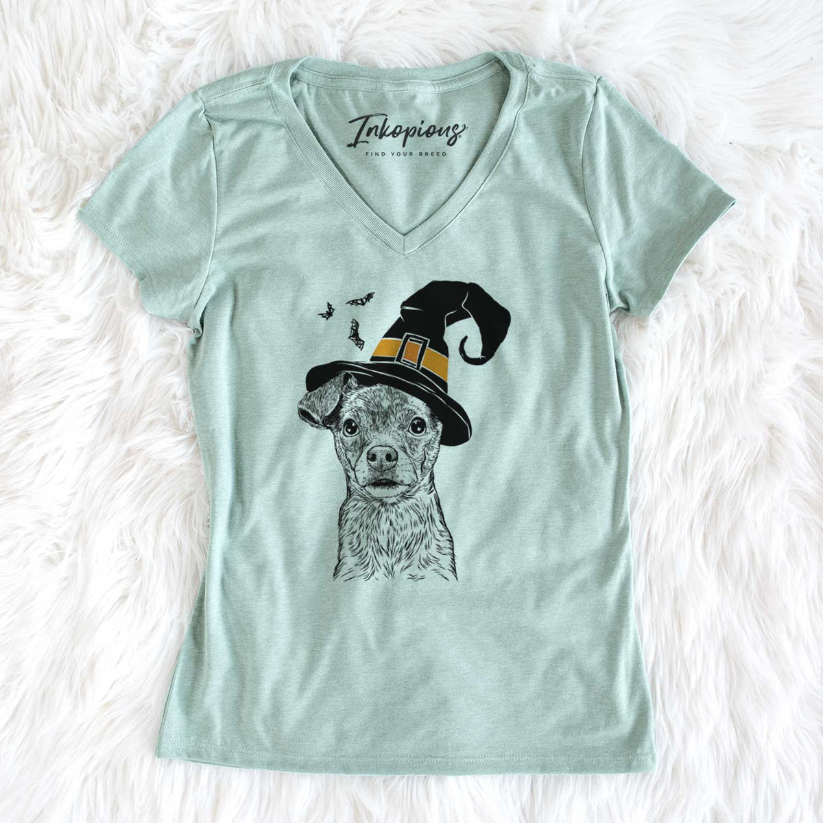 Witch Olive the Mixed Breed - Women's V-neck Shirt