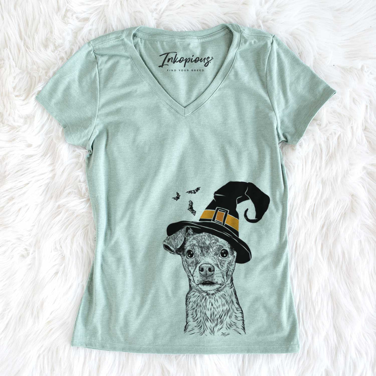 Witch Olive the Mixed Breed - Women&#39;s V-neck Shirt
