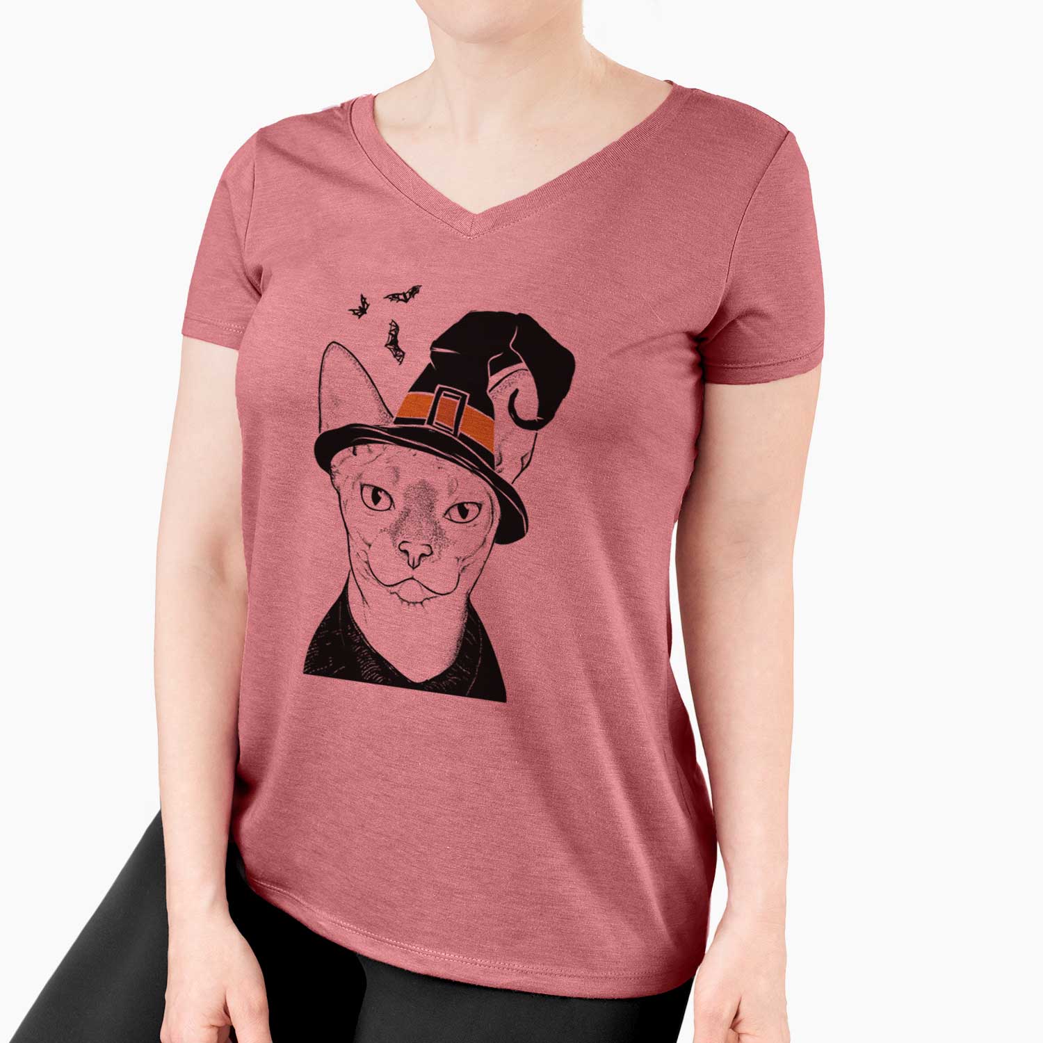 Witch Oliver Watson the Sphynx Cat - Women's V-neck Shirt