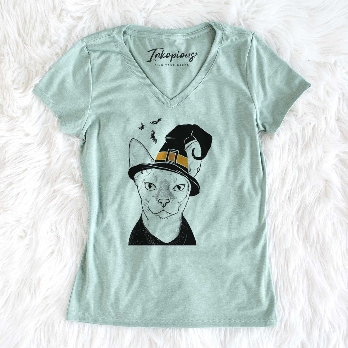 Witch Oliver Watson the Sphynx Cat - Women's V-neck Shirt