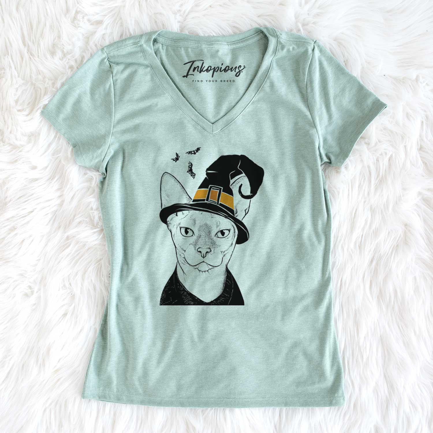 Witch Oliver Watson the Sphynx Cat - Women's V-neck Shirt