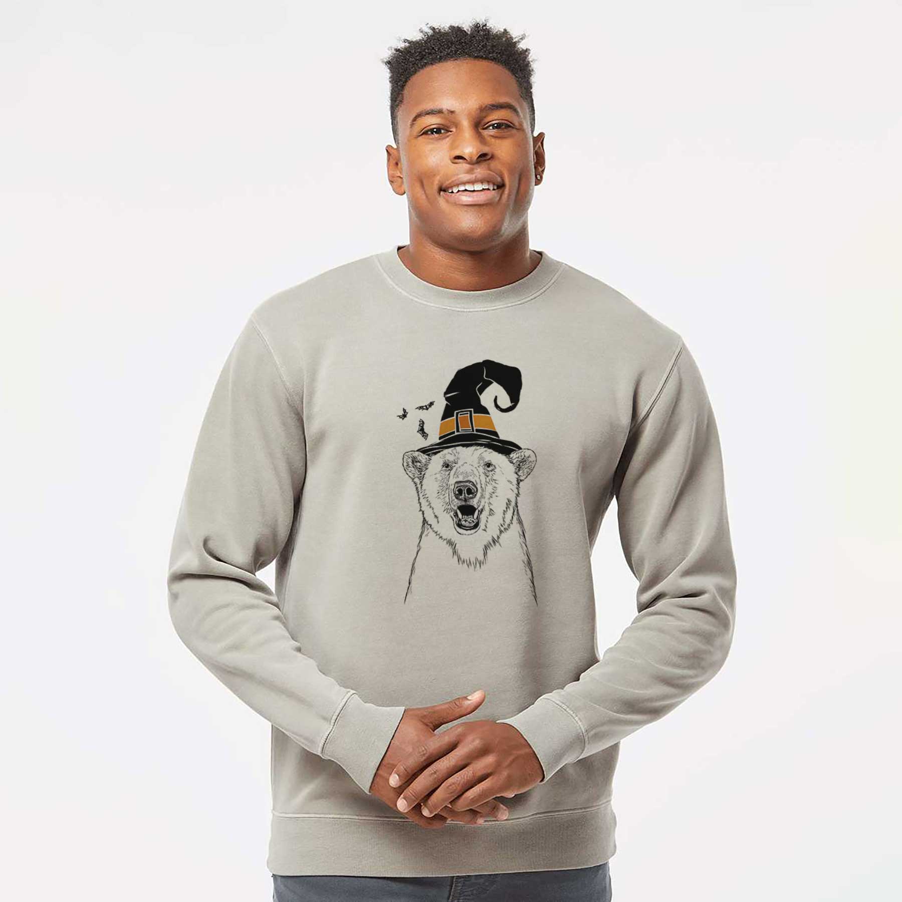 Witch Oslo the Polar Bear - Unisex Pigment Dyed Crew Sweatshirt