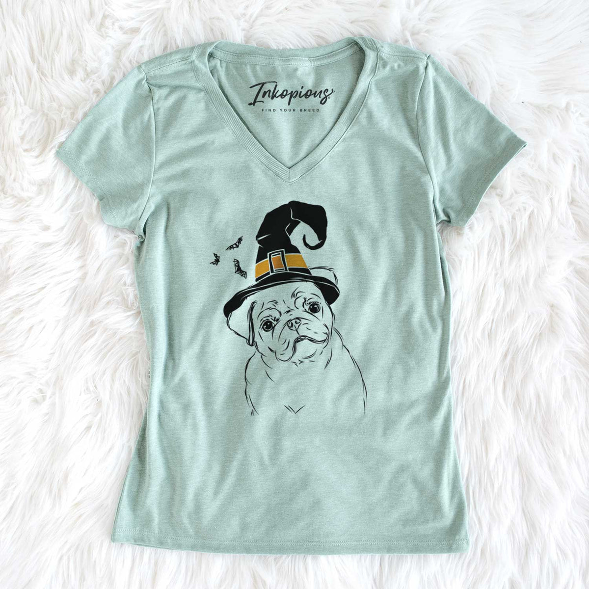Witch Otis the Pug - Women's V-neck Shirt