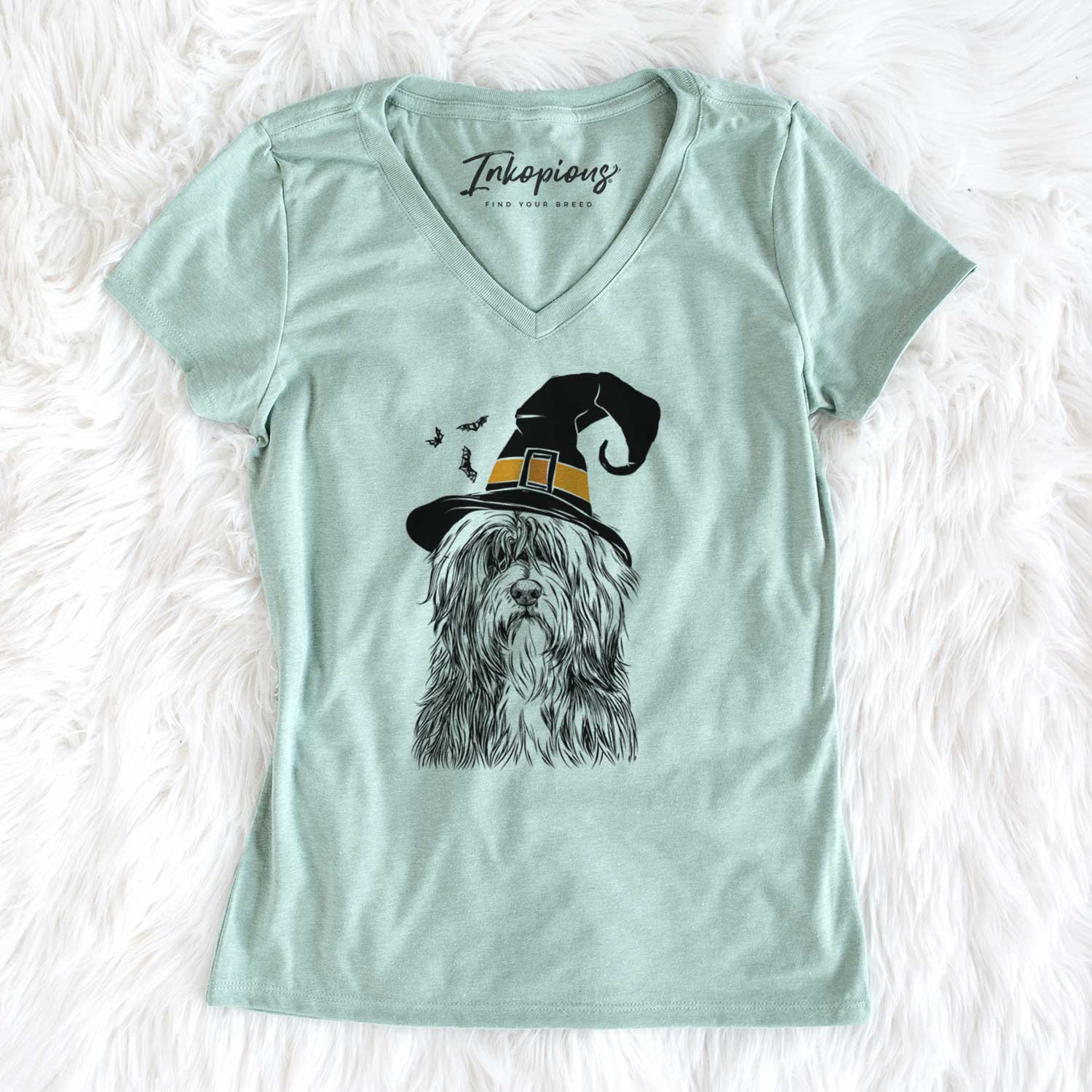 Witch Otto the Polish Lowland Sheepdog - Women's V-neck Shirt