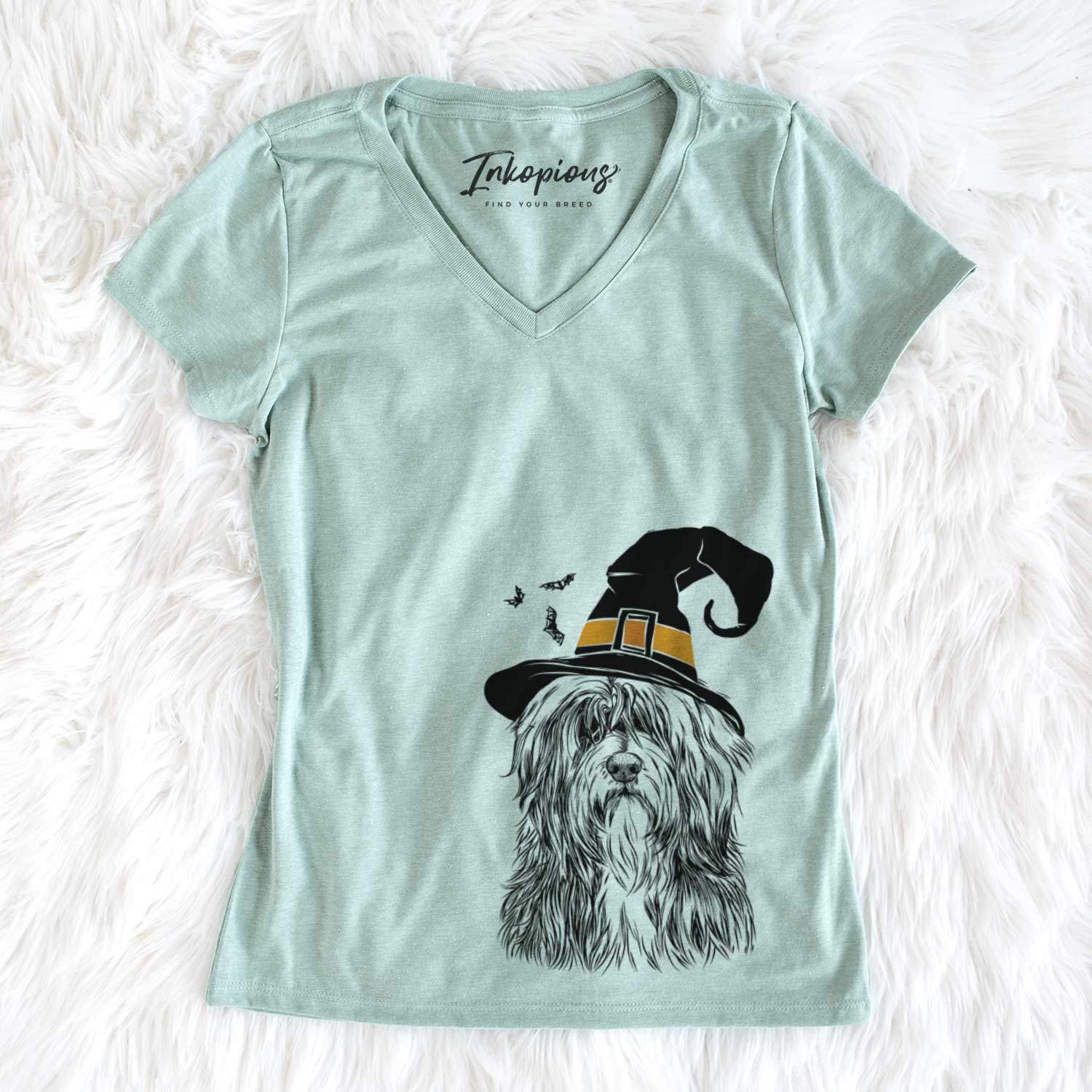 Witch Otto the Polish Lowland Sheepdog - Women's V-neck Shirt