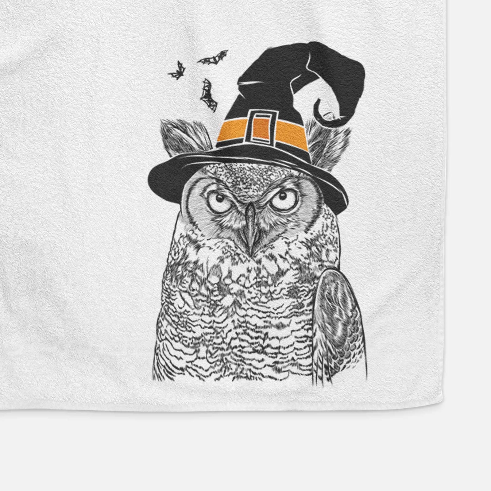 Ozwald the Grey Horned Owl Decorative Hand Towel