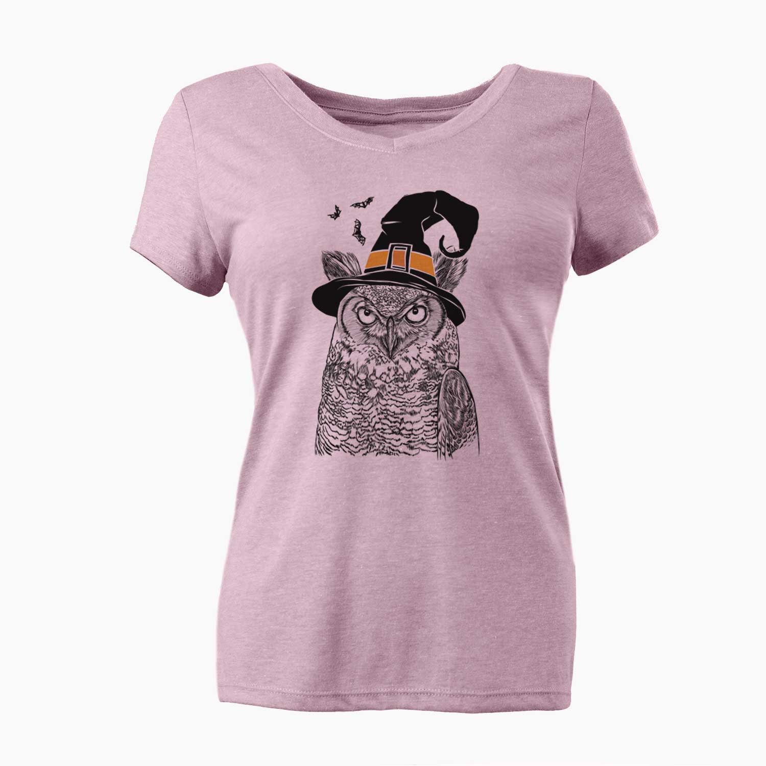 Witch Ozwald the Grey Horned Owl - Women's V-neck Shirt