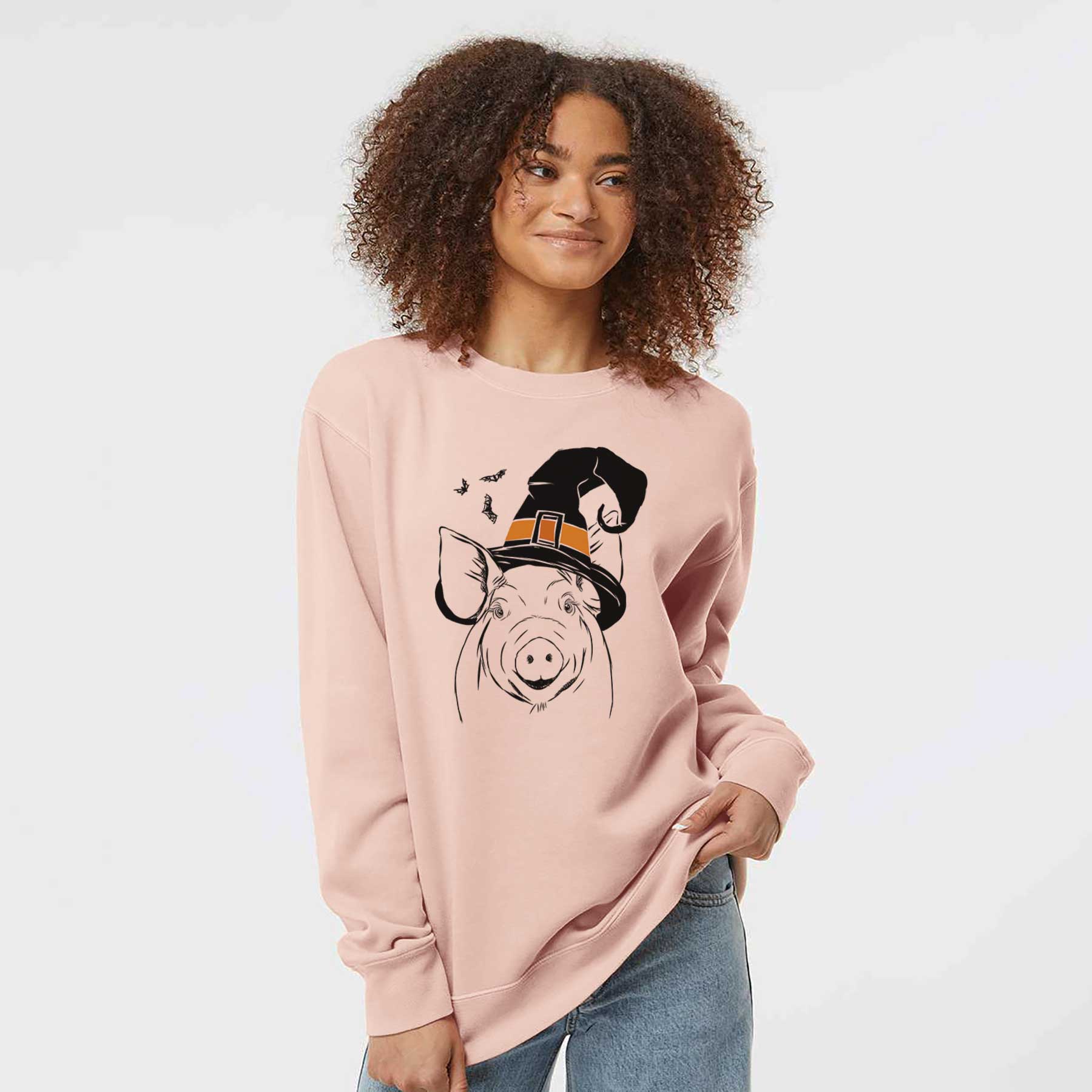 Witch Perry the Pig - Unisex Pigment Dyed Crew Sweatshirt