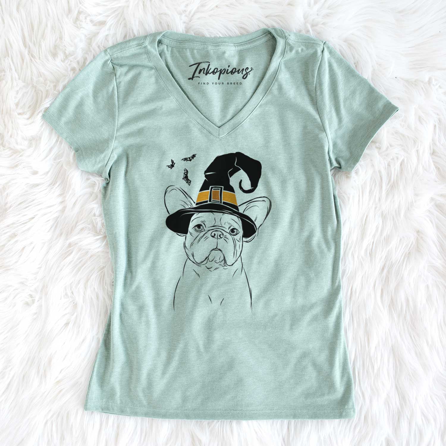 Witch Pierre the French Bulldog - Women's V-neck Shirt