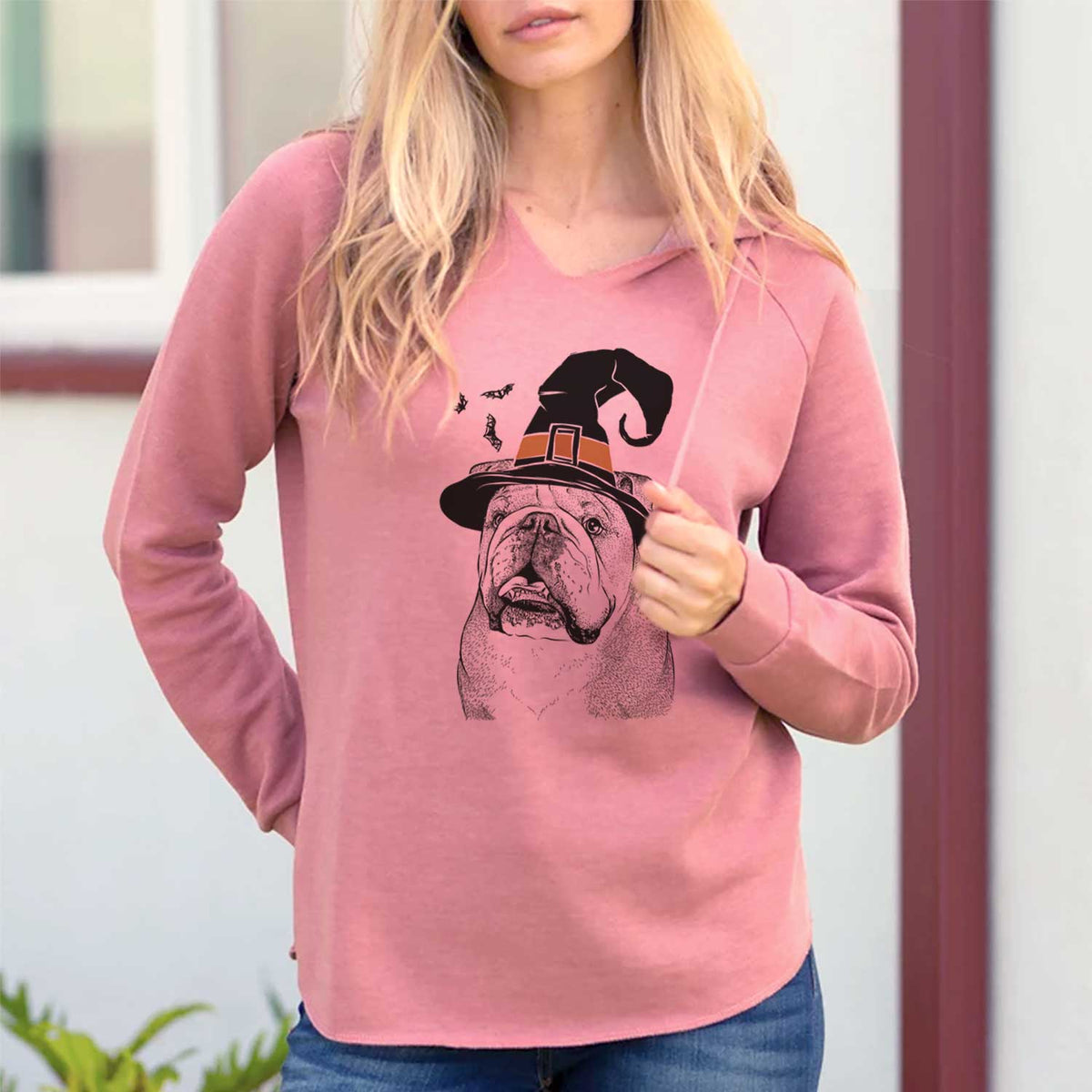 Witch Piggy the English Bulldog - Cali Wave Hooded Sweatshirt