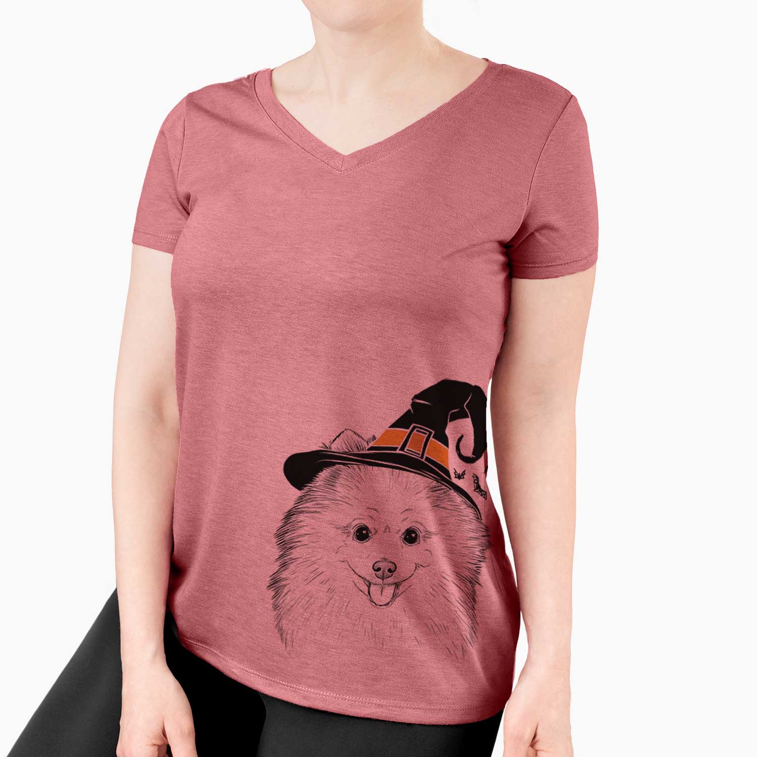 Witch Piper Jo the Pomeranian - Women's V-neck Shirt