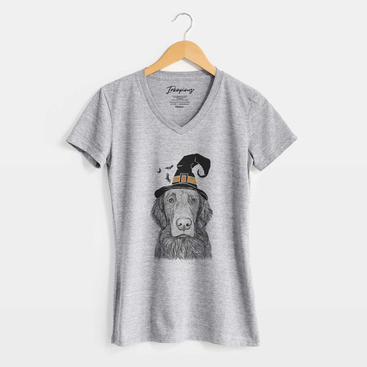 Witch Pippin the Flat Coated Retriever - Women's V-neck Shirt