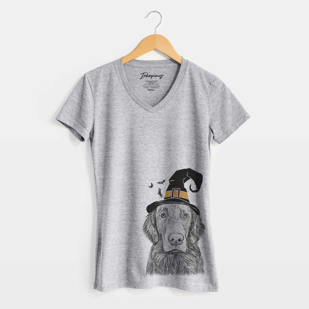 Witch Pippin the Flat Coated Retriever - Women's V-neck Shirt
