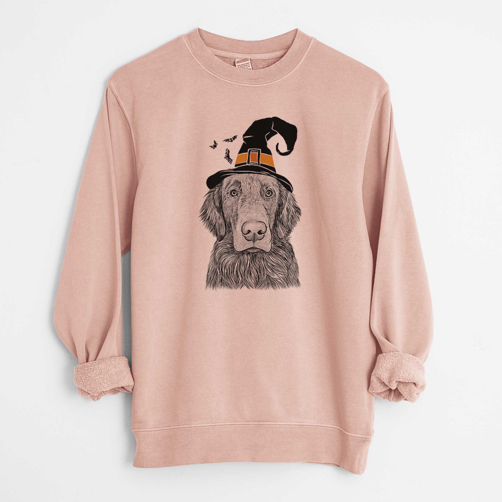 Witch Pippin the Flat Coated Retriever - Unisex Pigment Dyed Crew Sweatshirt