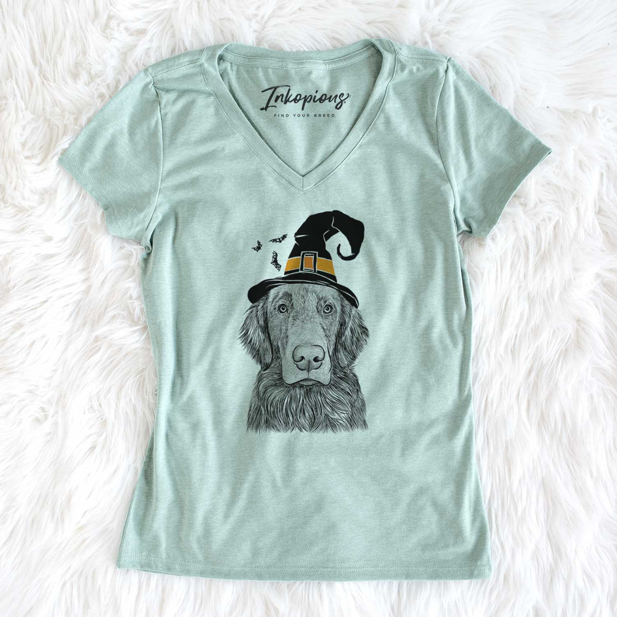 Witch Pippin the Flat Coated Retriever - Women's V-neck Shirt