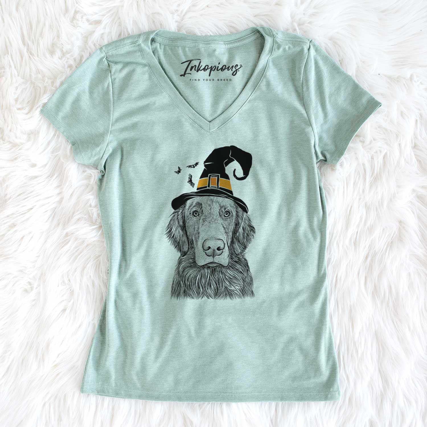 Witch Pippin the Flat Coated Retriever - Women's V-neck Shirt