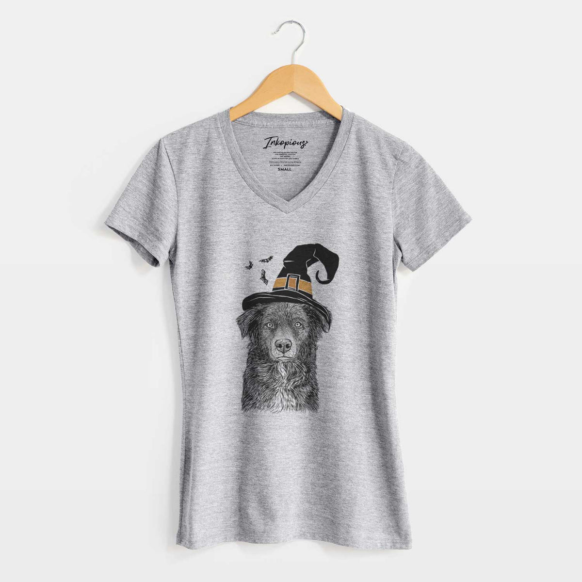Witch Pixel the Australian Shepherd - Women's V-neck Shirt