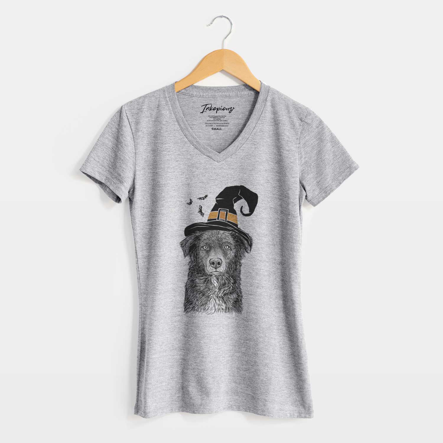 Witch Pixel the Australian Shepherd - Women's V-neck Shirt