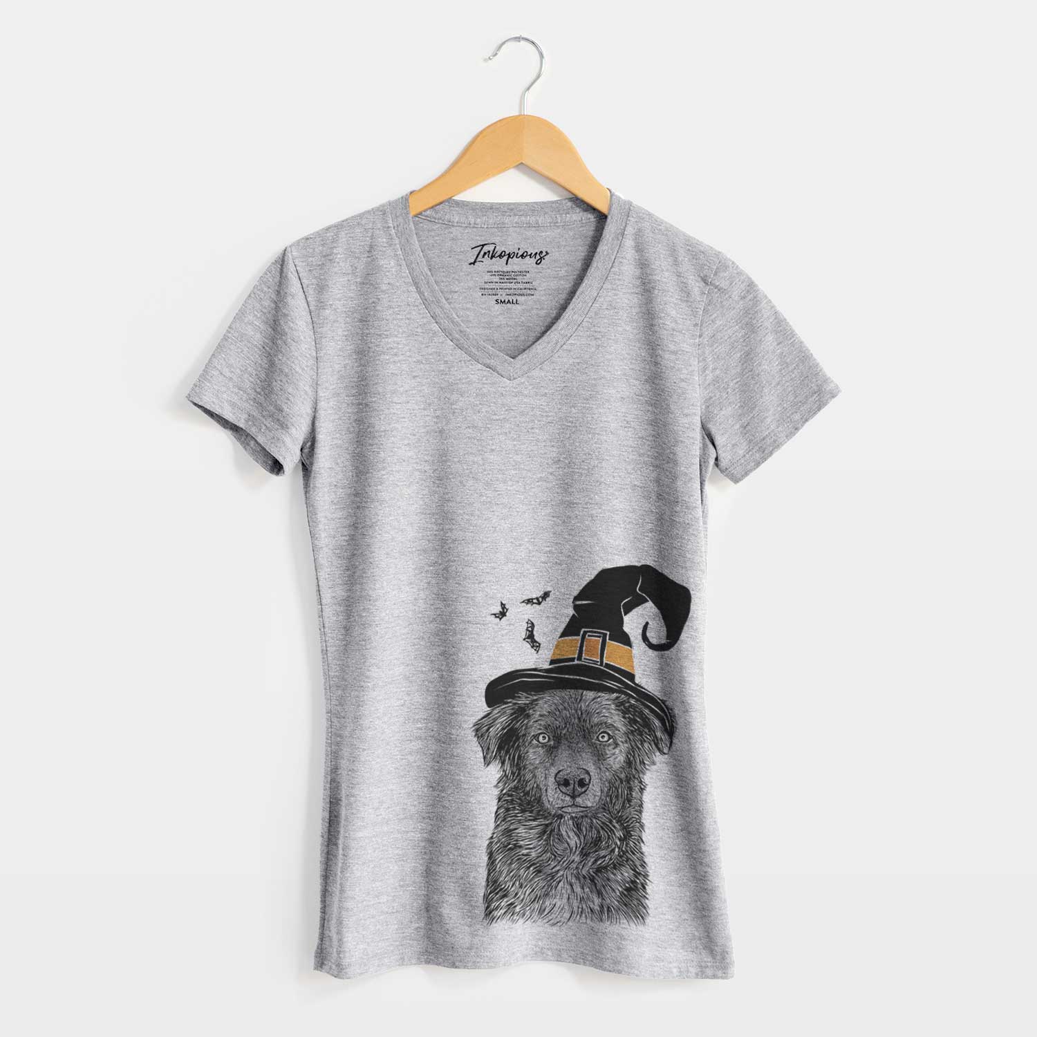 Witch Pixel the Australian Shepherd - Women's V-neck Shirt