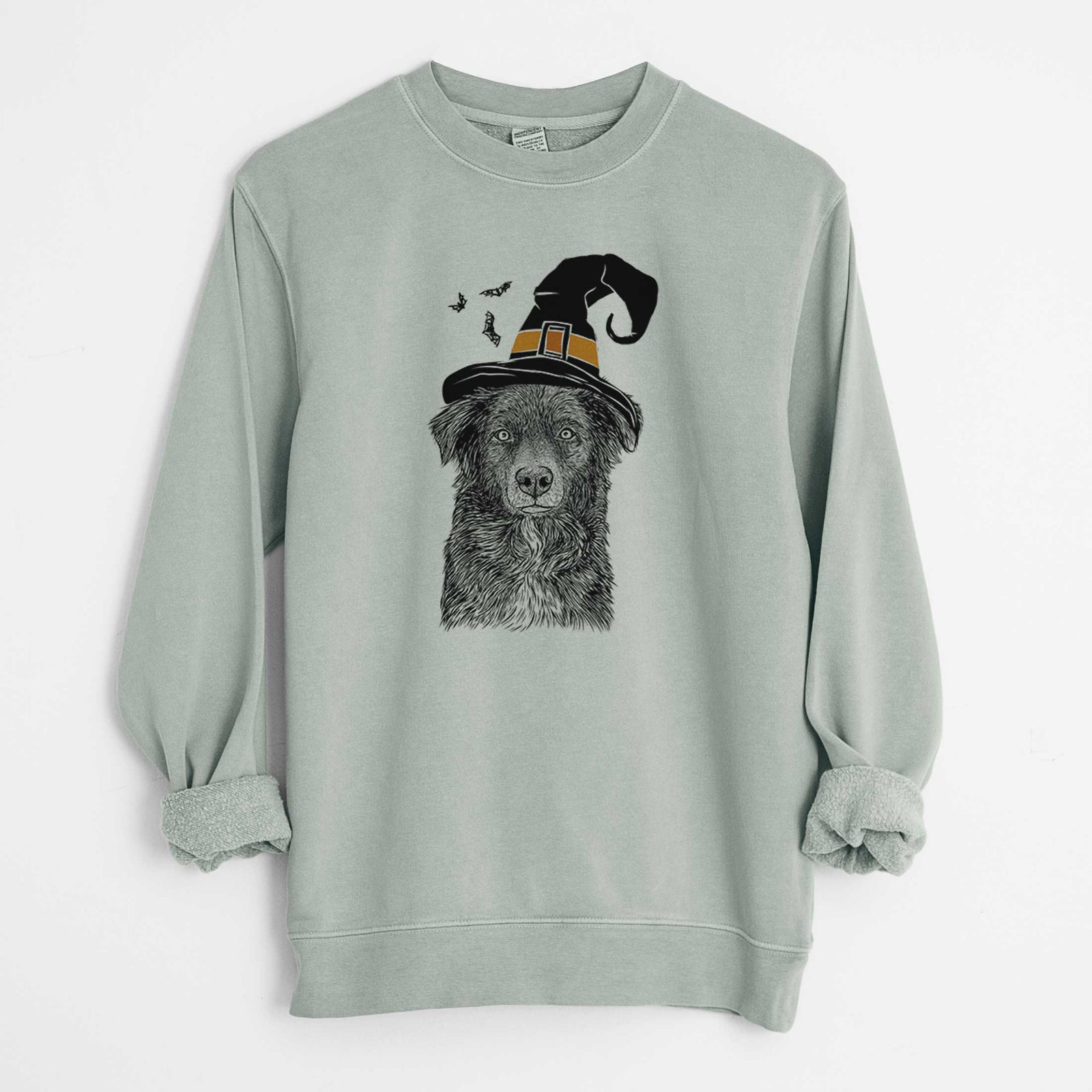 Witch Pixel the Australian Shepherd - Unisex Pigment Dyed Crew Sweatshirt
