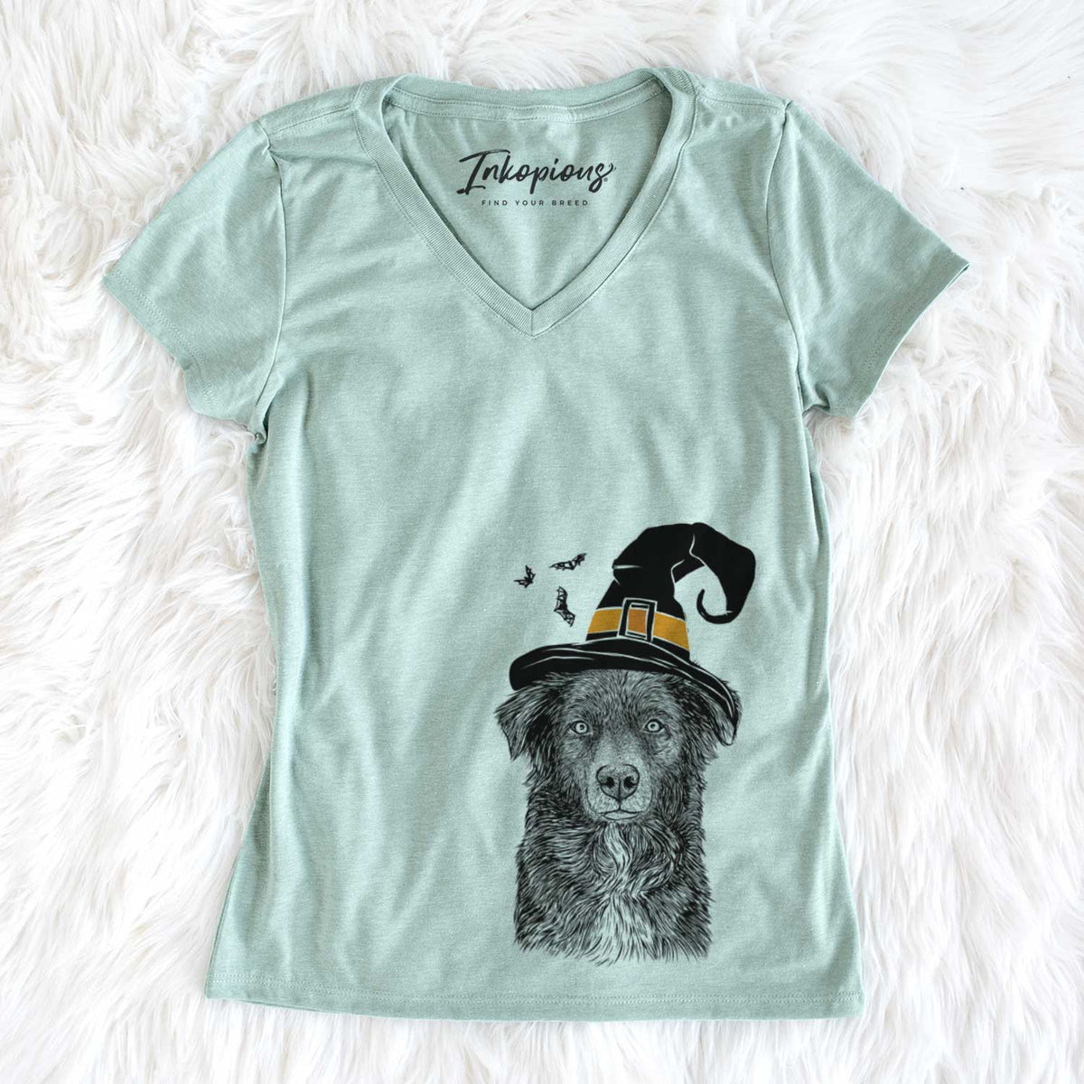 Witch Pixel the Australian Shepherd - Women&#39;s V-neck Shirt