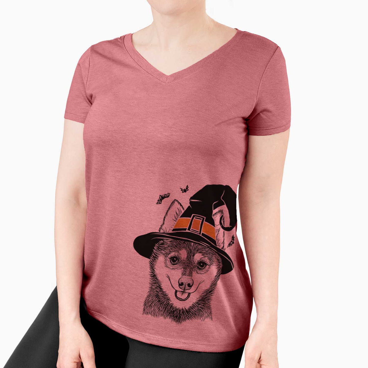 Witch Posey the Alaskan Klee Kai - Women's V-neck Shirt