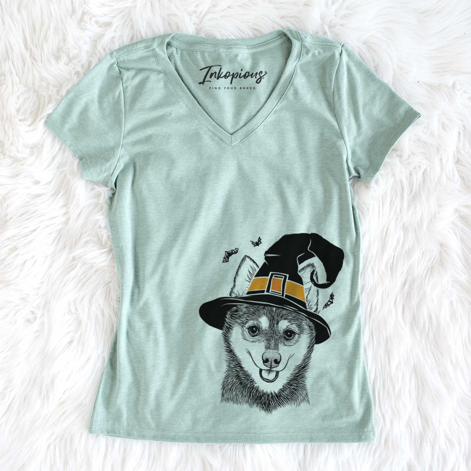 Witch Posey the Alaskan Klee Kai - Women's V-neck Shirt