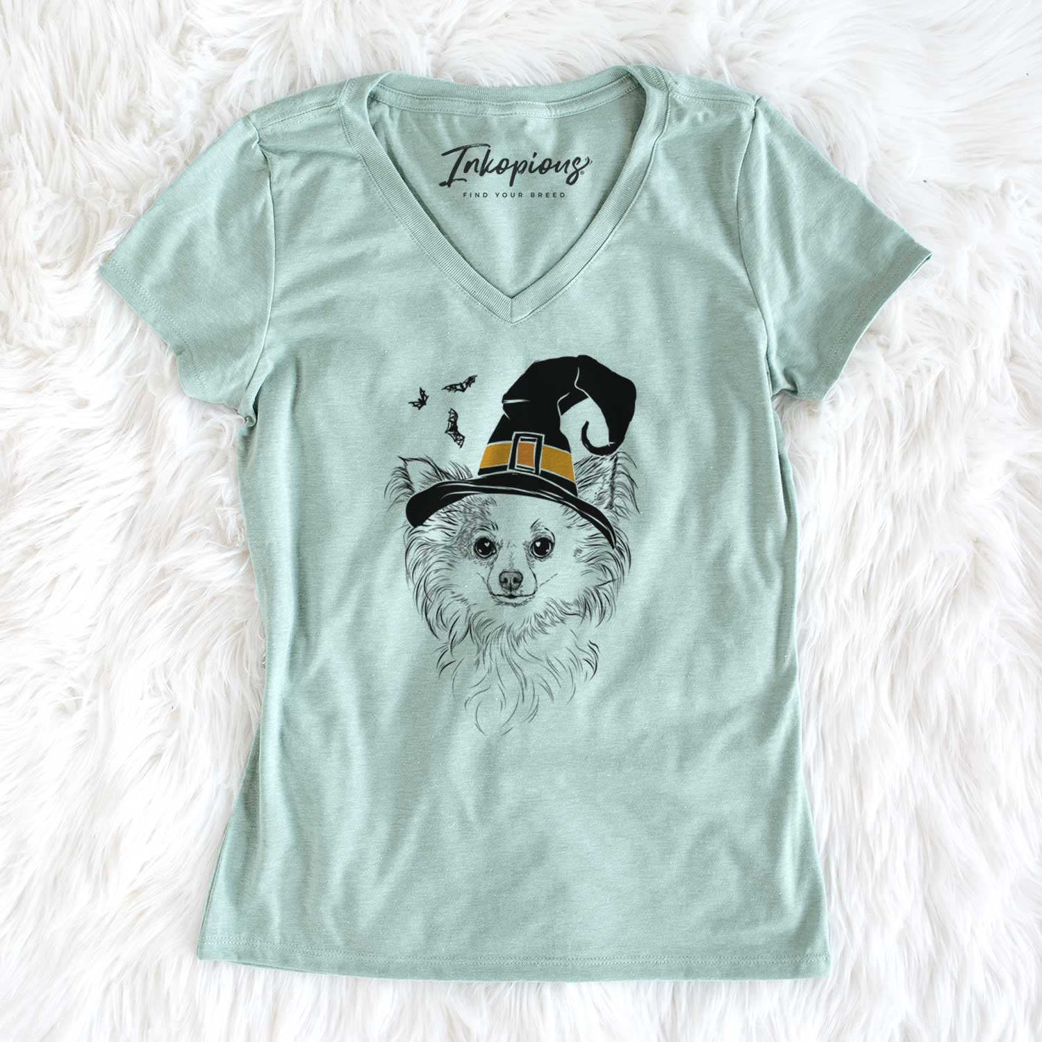 Witch Princess Ava the Long Haired Chihuahua - Women's V-neck Shirt