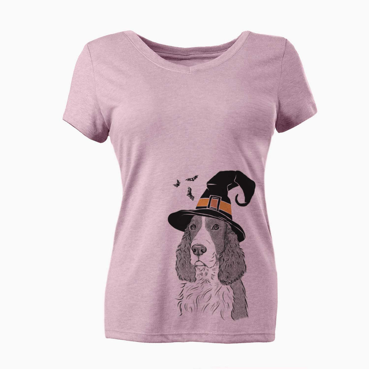 Witch Quincy the English Springer Spaniel - Women's V-neck Shirt