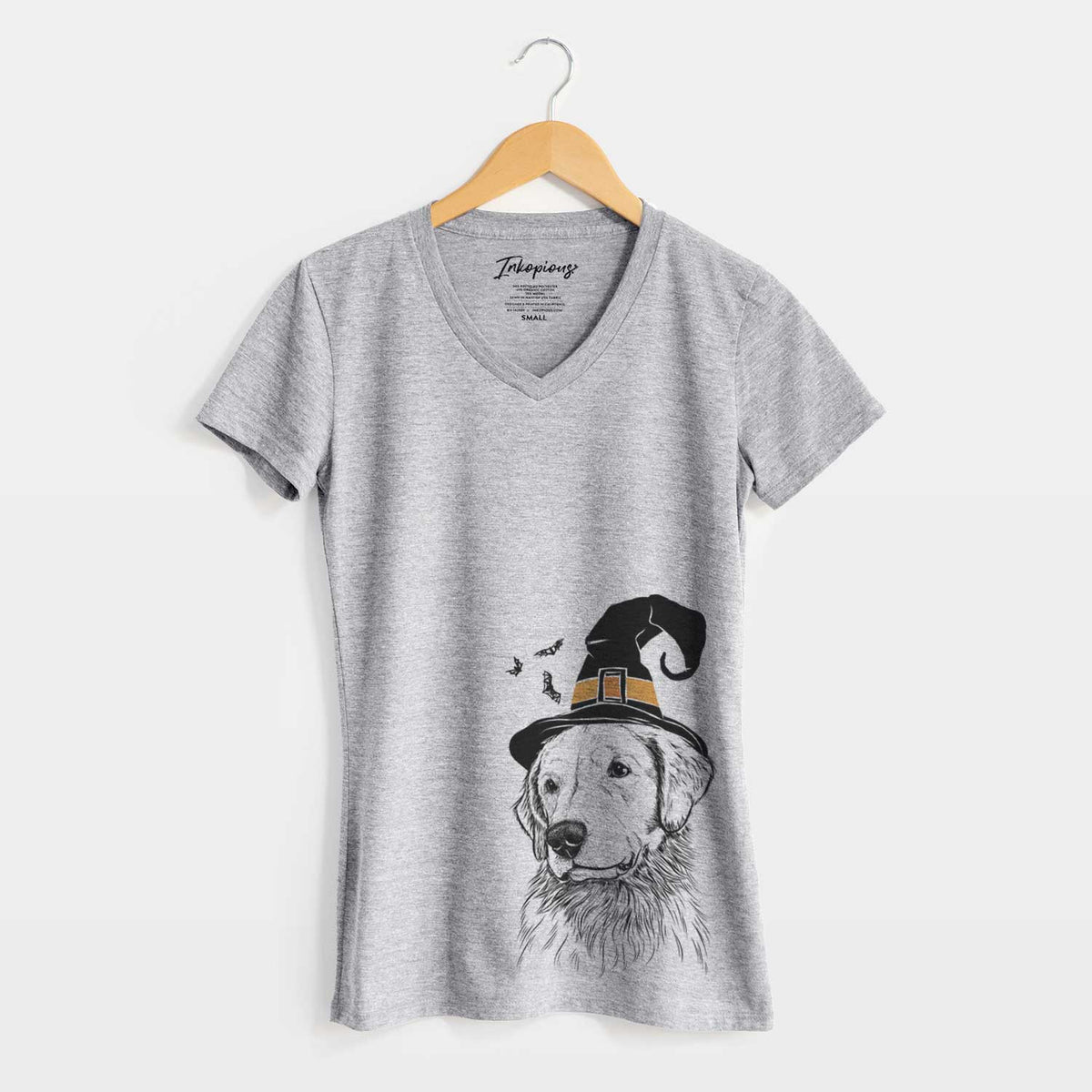 Witch Quinn the Golden Retriever - Women's V-neck Shirt