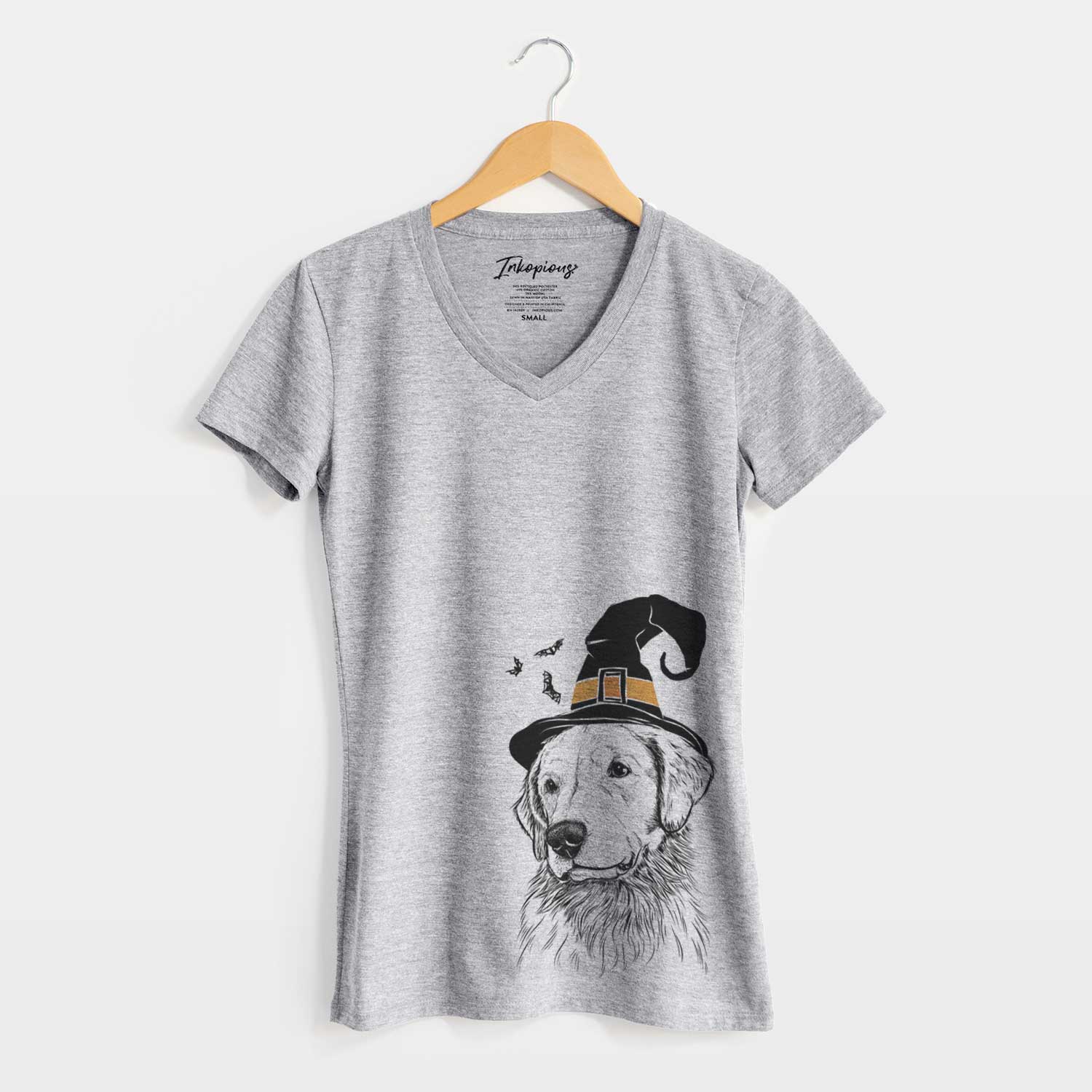 Witch Quinn the Golden Retriever - Women's V-neck Shirt